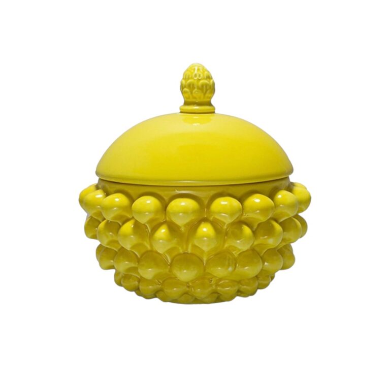 Centrotavola con Coperchio in ceramica di Caltagirone Giallo Cadmio S