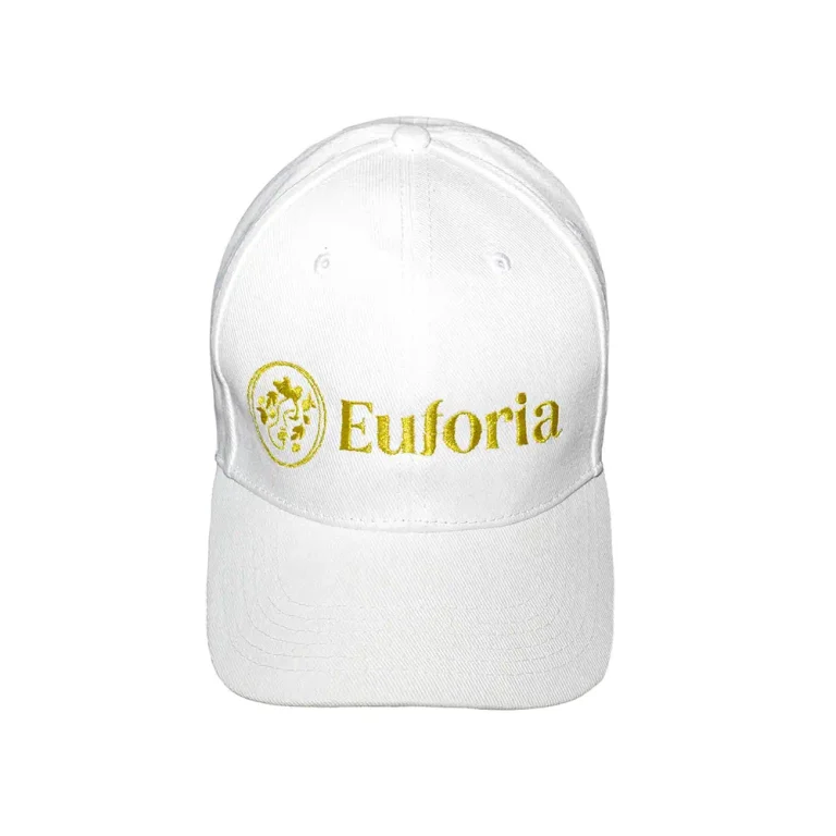 Cappellino bianco con ricamo colore oro