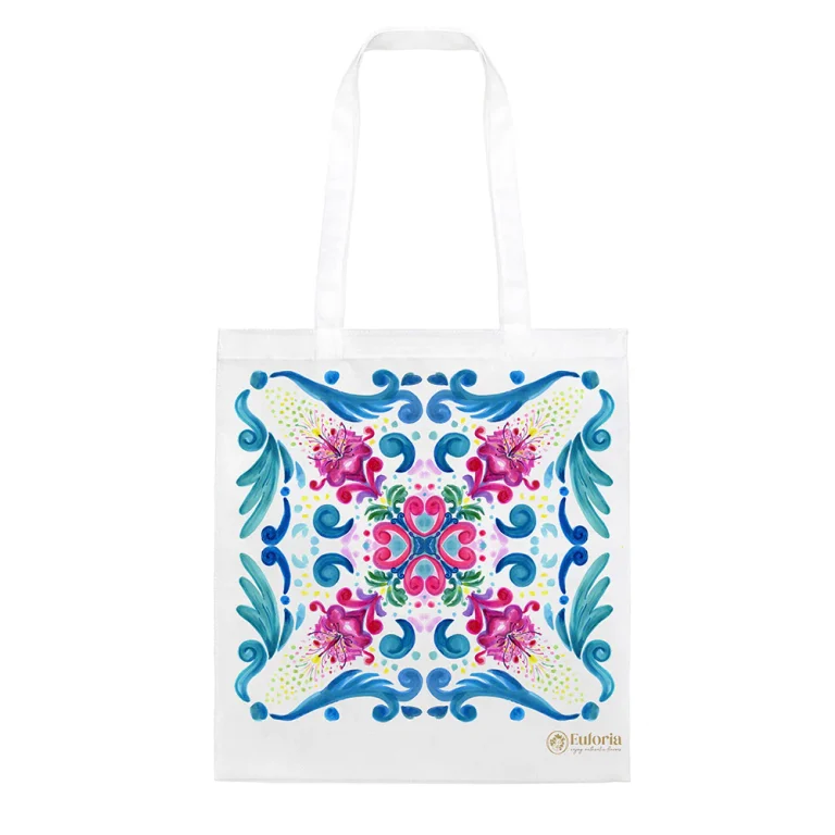 Shopping Bag con disegno di una maiolica siciliana