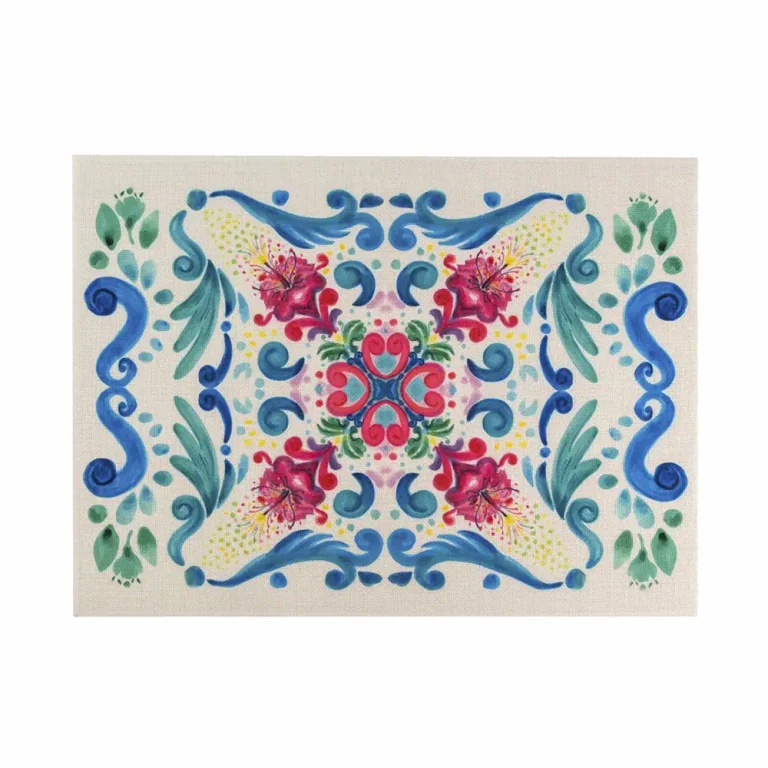 Tovaglietta in juta con disegno di una maiolica siciliana