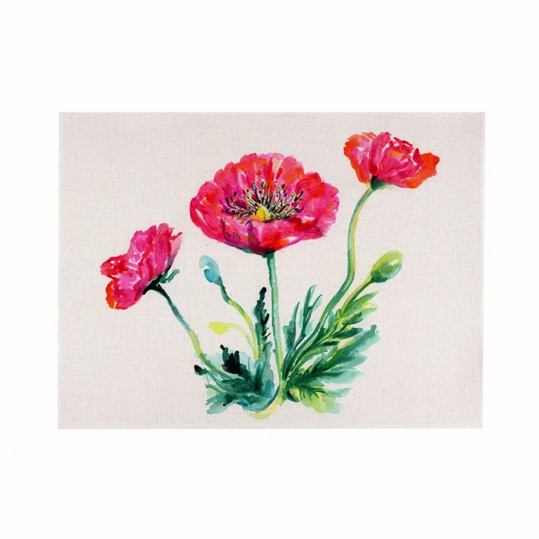 Tovaglietta in juta con disegno di papaveri