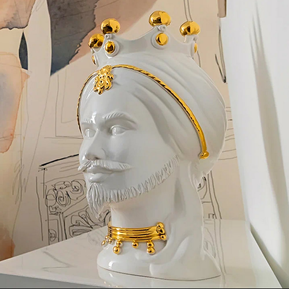 Testa di moro monocolore preziosa in ceramica di Caltagirone