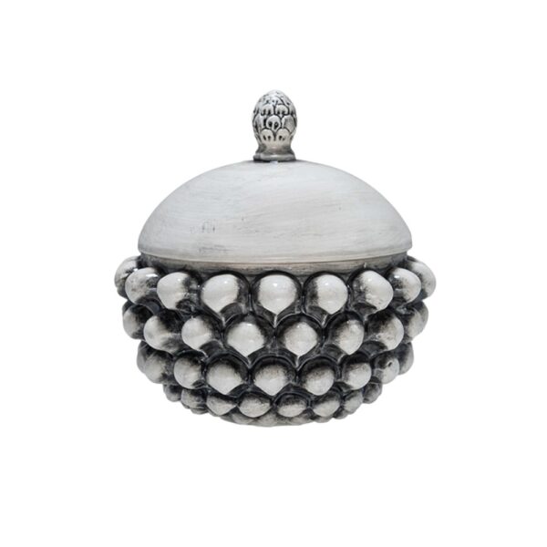 Centrotavola con Coperchio in ceramica di Caltagirone Grigio Fumé S