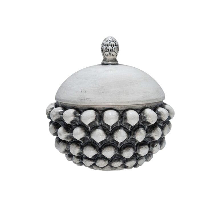 Centrotavola con Coperchio in ceramica di Caltagirone Grigio Fumé S